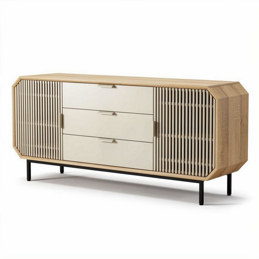 Buffet en bois avec portes en matériau stratifié blanc dimensions 150 x 40 x 70cm