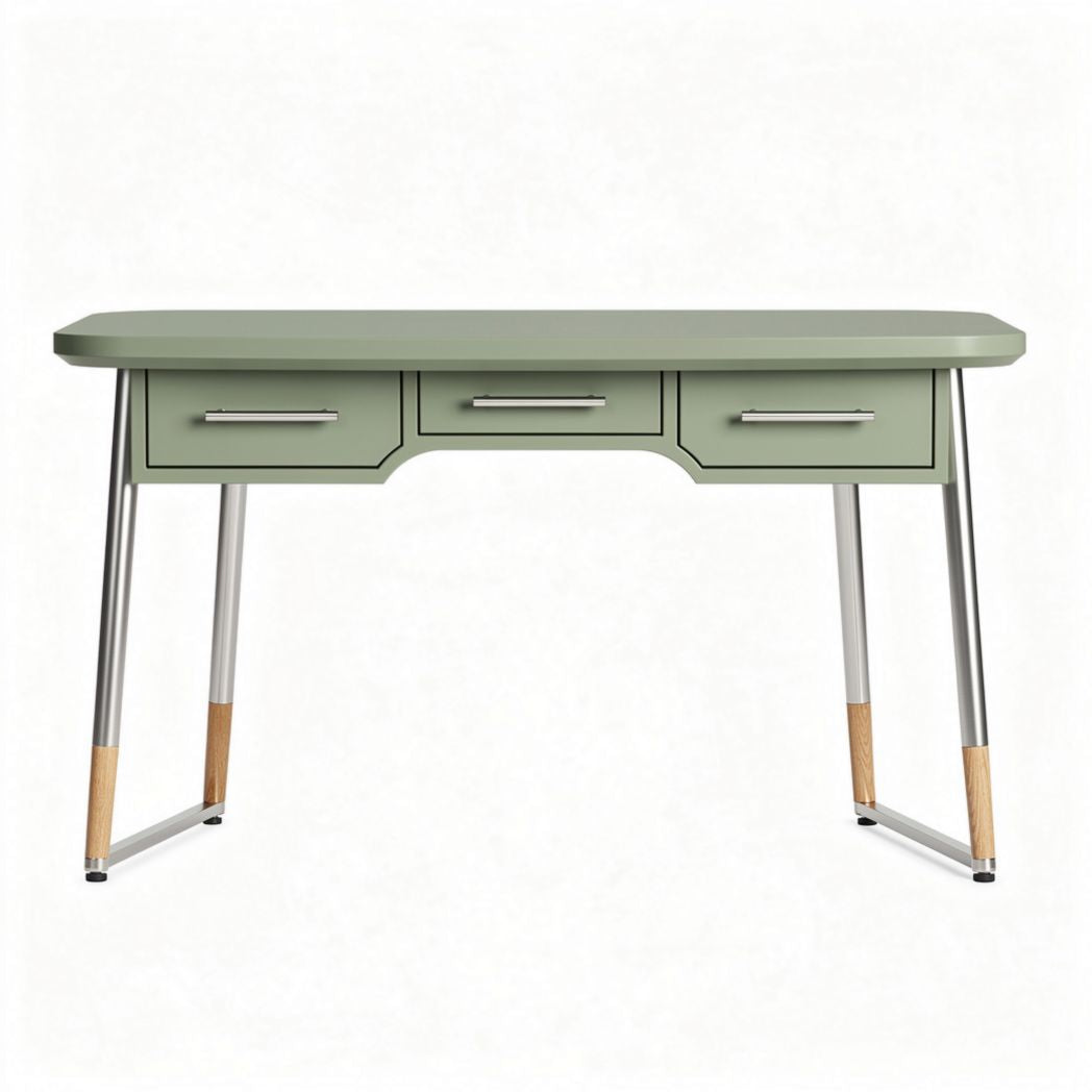 Bureau moderne en bois vert avec trois tiroirs dimensions 150 x 60 x 75cm