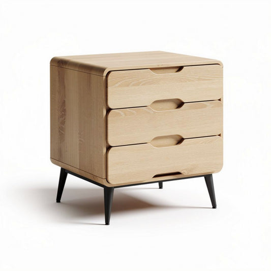 Table de nuit en bois clair avec trois tiroirs dimensions 45 x 40 x 50 cm