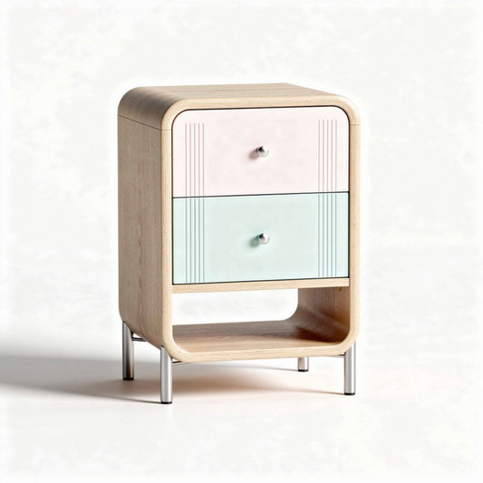 Meuble de rangement en bois avec tiroirs à portes en métal 40 x 40 x 50cm