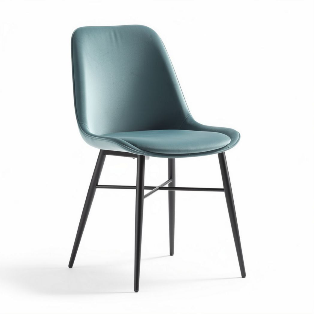 Chaise en simili cuir bleu avec pieds en métal noir dimensions 45 x 50 x 85cm
