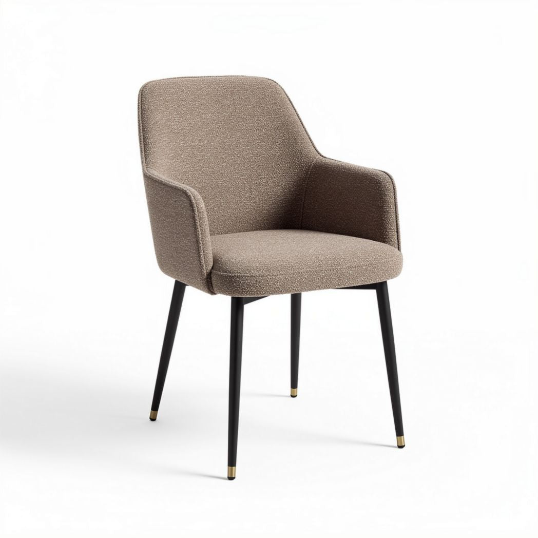 Chaise de salle à manger en tissu beige avec pieds en métal noir 55 x 55 x 80cm